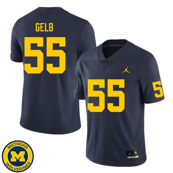 Men's Michigan Wolverines #55 Mica Gelb Navy NCAA Football Jersey